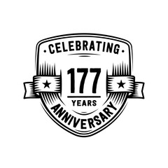 177 years anniversary celebration shield design template. Vector and illustration
