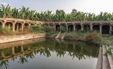a sacred body of water near the virupaksha temple in hampi. India