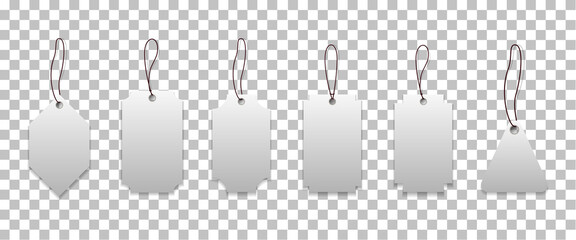 Set of white blank labels with different shape for discount, sale, price tags.