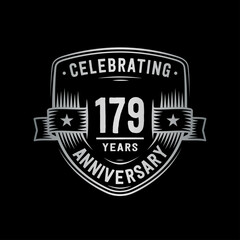 179 years anniversary celebration shield design template. Vector and illustration

