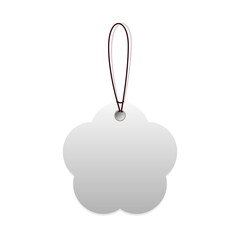 Single blank tag with tied thread isolated on white background