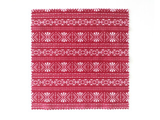 Aerial view of red cloth tribal, folk and mexican style isolated on white backgrounds. Ethnic...