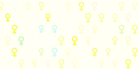 Light Multicolor vector texture with women rights symbols.