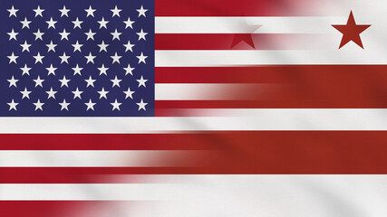 District of Columbia State - USA - Crumpled Fabric Flag. USA Flag. State of District of Columbia Flags. North America Flags. Celebration. Surface Texture. Background Fabr