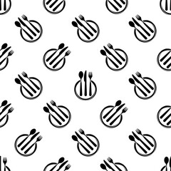 Dish Fork Knife Spoon Icon Seamless Pattern