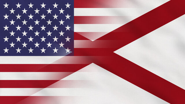 Alabama State - USA - Crumpled Fabric Flag. USA Flag. State of Alabama Flags. North America Flags. Celebration. Surface Texture. Background Fabric.