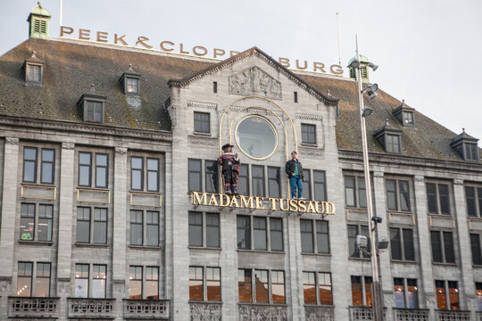 AMSTERDAM, NETHERLANDS -  MAY 13: Madame Tussaud wax museum on May 13, 2015 in Amsterdam, Netherlands. It is a major tourist attraction in Amsterdam, displaying waxworks of famous figures