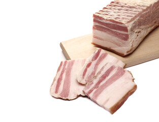 Sliced bacon isolated on white background