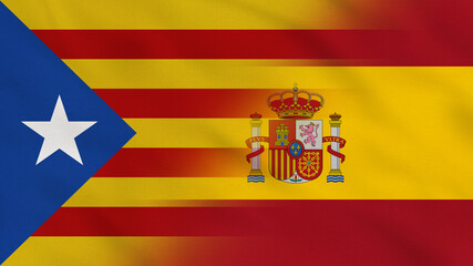 Catalonia Spain Crumpled Fabric Flag. Spain Flag. Catalonia Flag. Europe Flags. Celebration. Surface Texture. Background Fabric.