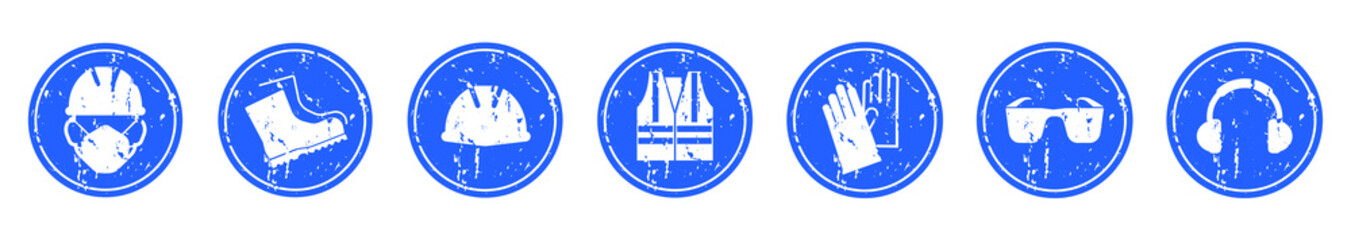 vector illustration of a set of blue and white buttons	