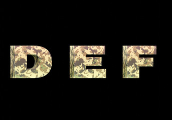 military letters alphabet 3d rendering