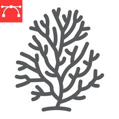 Coral line icon, sea and ocean animals, coral reef vector icon, vector graphics, editable stroke outline sign, eps 10.