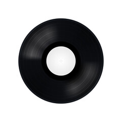 Black musical vinyl record. Vector image on white background