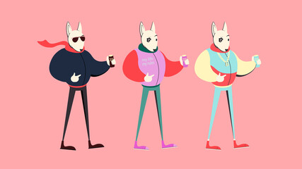 Cartoon flat vector bull terrier