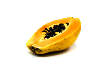 Papaya half isolated on a white background