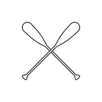 Crossed oar sign in line style, vector