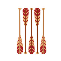 Canoe oars set in flat style, vector