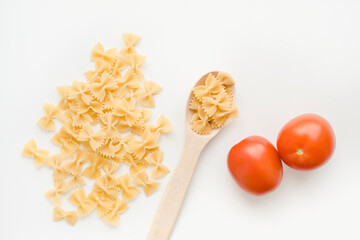 pasta bow on white background, pasta 