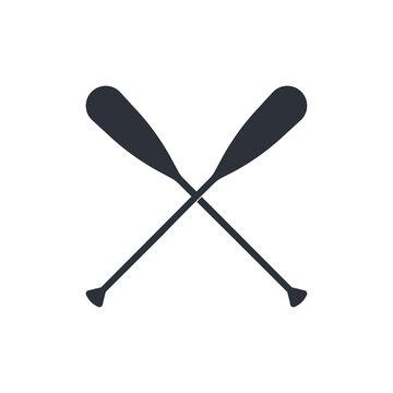 Crossed oar sign in flat style, vector