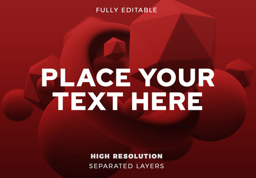 Red Cluster of Floating Geometric Shapes Mockup