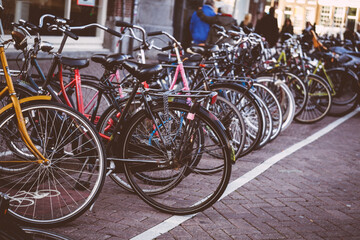 Naklejka na ściany i meble Bicycles in Amsterdam