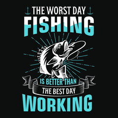 The worst day fishing is better than the best day working - fisherman, boat, fish vector, vintage fishing emblems, fishing labels, badges - fishing t shirt design