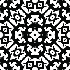 Geometric vector pattern with triangular elements. Seamless abstract ornament for wallpapers and backgrounds. Black and white patterns.