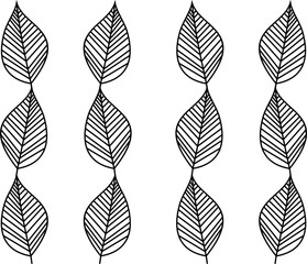 Fototapeta premium Seamless pattern, wallpaper, wall, beautiful pattern, branches, leaves. Drawing of lines. Black and white leaves.