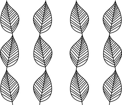 Seamless pattern, wallpaper, wall, beautiful pattern, branches, leaves. Drawing of lines. Black and white leaves.