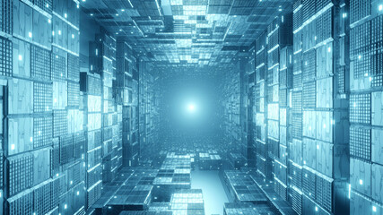 Abstract Laser Cube Background 3d render