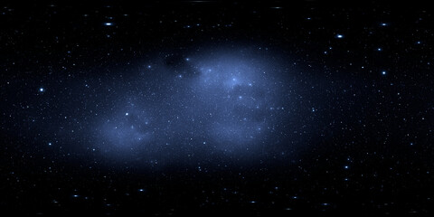 Fototapeta premium 360 degree equirectangular projection space background with nebula and stars, environment map. HDRI spherical panorama