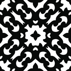 Geometric vector pattern with triangular elements. Seamless abstract ornament for wallpapers and backgrounds. Black and white patterns.