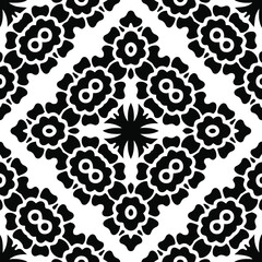 Geometric vector pattern with triangular elements. Seamless abstract ornament for wallpapers and backgrounds. Black and white patterns.