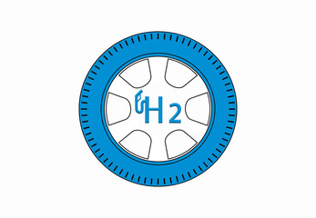 Reifen mit H2 Wasserstoff Symbol