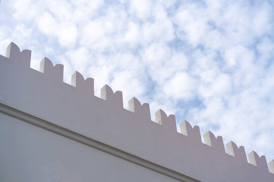 WHite Building Fascade Carved Roof Edge in Stone Town, Zanzibar