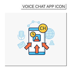 Rapid popularity color icon. Rapid growth user popularity.Arrows point to moderator. Communication concept. Isolated vector illustration