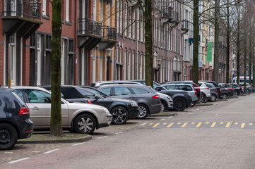 Daily life of Amsterdam, street parking in old part of the city