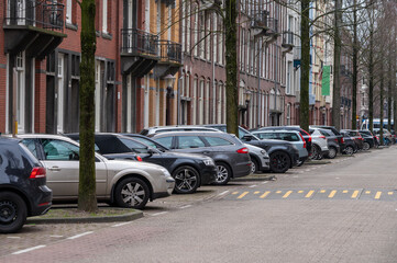 Daily life of Amsterdam, street parking in old part of the city