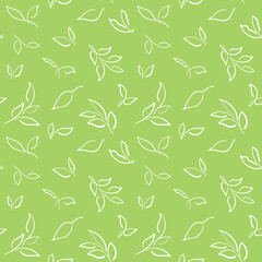 Green and white leaf branches  - Seamless pattern