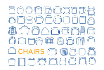 interior design floor plan chair armchairs collection. cad symbols.  top view furniture. cad symbol. vector furniture collection. project. architectural technical drawing.	
