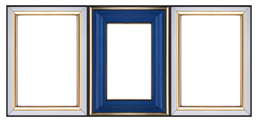 Wooden frame for paintings, mirrors or photo isolated on white background. Design element with...