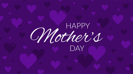 Fototapeta na wymiar Happy mother's day lettering with purple heart background