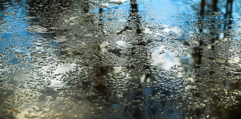 Spring puddles after snowmelt. Texture