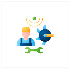 Machinery technician flat icon. Person who specialize in repair.Working with different farm machines. Successful farming concept. 3d vector illustration