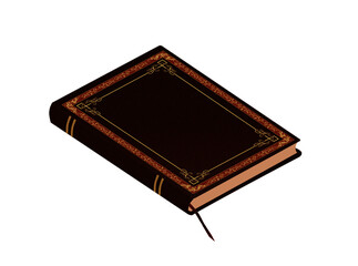 vector graphics mockup book in hardcover brown relief with gold figured embossing