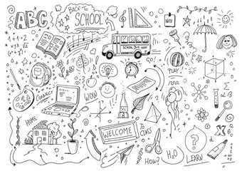 Back to school vector hand drawn doodles