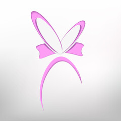 Easter poster and banner template with an Easter egg and rabbit ears on a white background.Greetings and gifts for Easter in a flat style.Promotion and shopping template for Easter