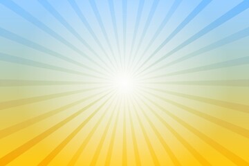Abstract blue and yellow background with sun ray. Summer vector illustration for design