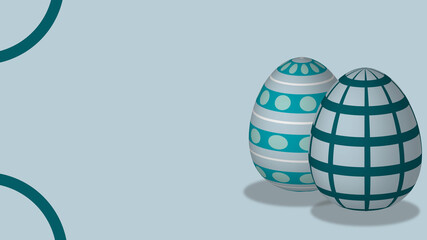 Fondo minimalista de huevos de pascua en tonos azules, ilustración vectorial