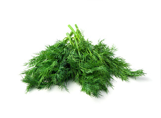Fresh, juicy dill on a white background.
